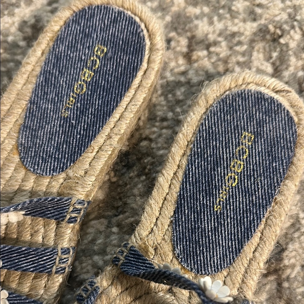 Kids Blue and Tan Sandals with Floral Accents - Picture 3 of 4